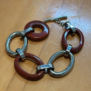 Vintage Art Deco Silver-tone (Stainless steal) Lucite Bracelet